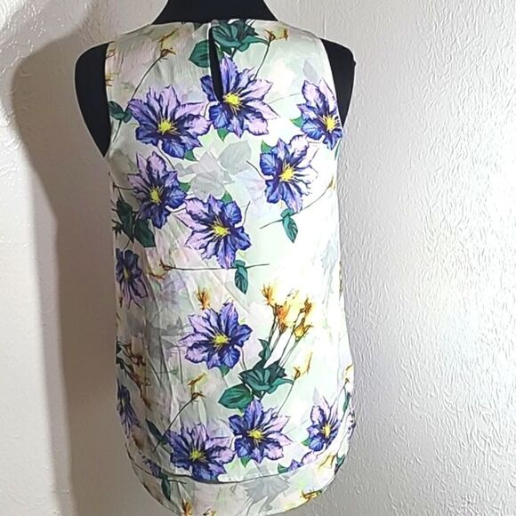 Alex Marie Green & Purple Floral, Sleeveless Top, Size Small - Picture 5 of 8